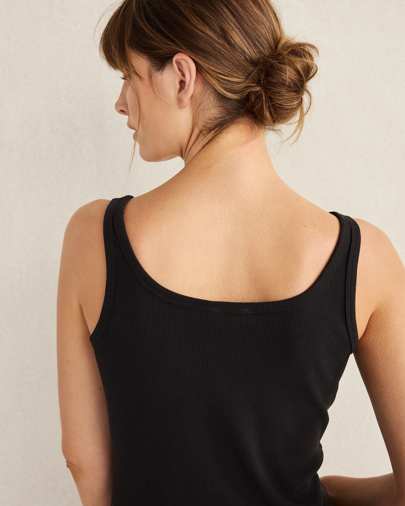 BLACK ORGANIC COTTON RIB KNIT TANK | Talbots US