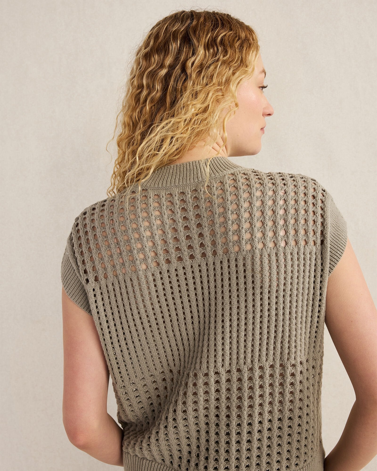 IVORY|WOODSMOKE ORGANIC COTTON OPEN STITCH SHORT SLEEVE SWEATER | Talbots discount