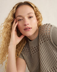 IVORY|WOODSMOKE ORGANIC COTTON OPEN STITCH SHORT SLEEVE SWEATER | Talbots discount