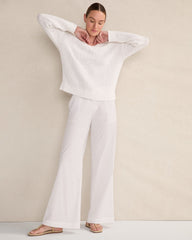 GARNET|WHITE ORGANIC COTTON FLAT TAPE V-NECK SWEATER | Talbots near me