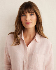 SIENNA/WHITE LINEN STRIPED BOXY SHIRT | Talbots online