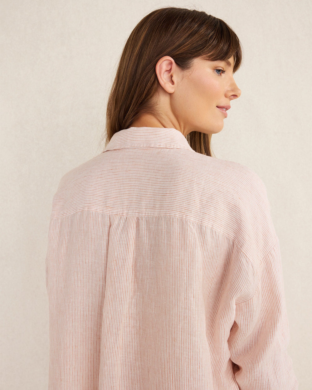 SIENNA/WHITE LINEN STRIPED BOXY SHIRT | Talbots online