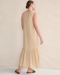 CORTADO|SIENNA LINEN V-NECK TIERED MIDI DRESS | Talbots near me