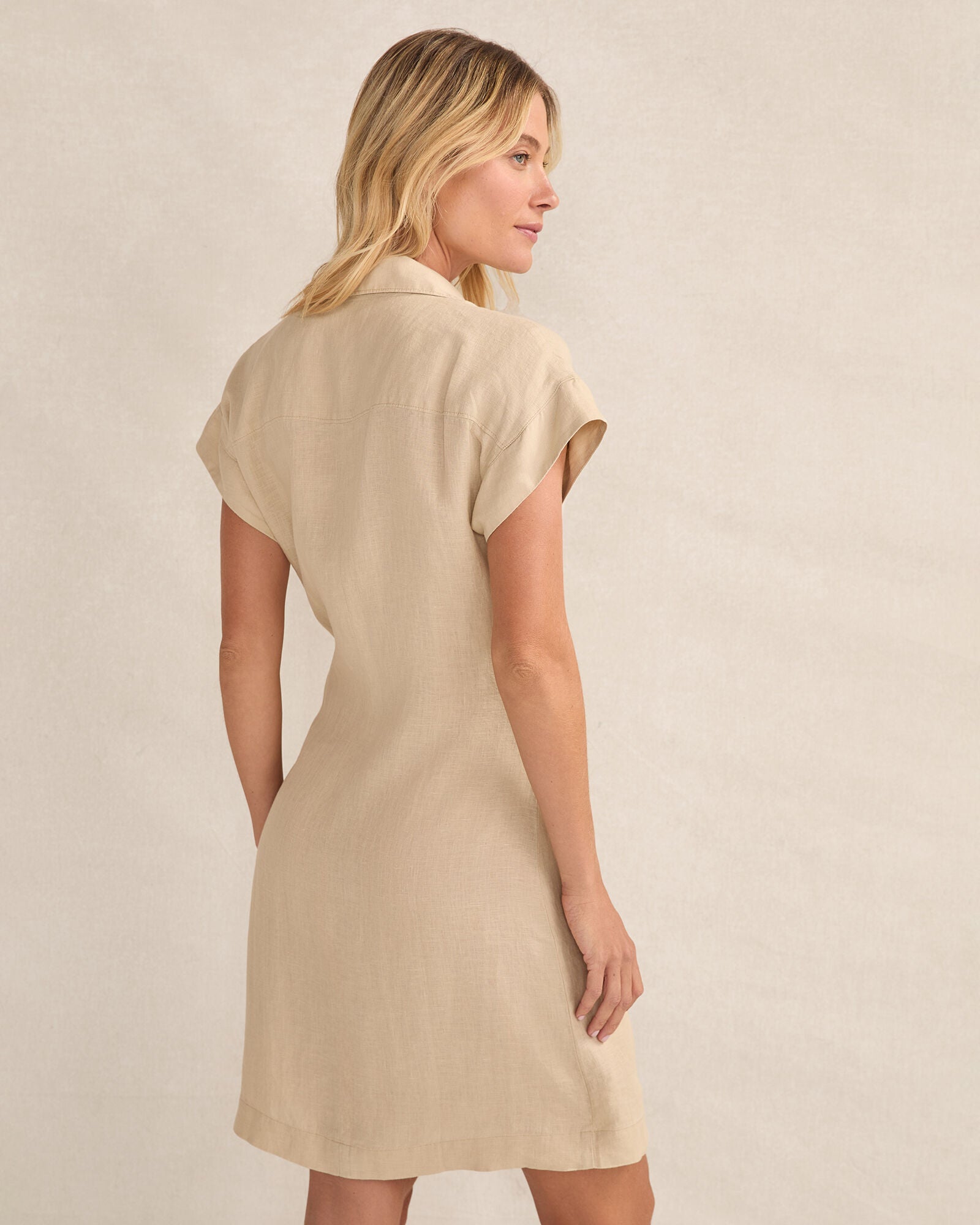 CORTADO|TWILIGHT LINEN SHORT SLEEVE WRAP DRESS | Talbots outlet