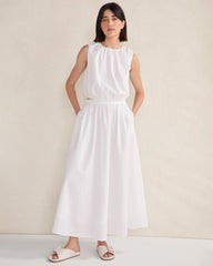 TWILIGHT|WHITE ORGANIC COTTON POPLIN BUBBLE TOP | Talbots US