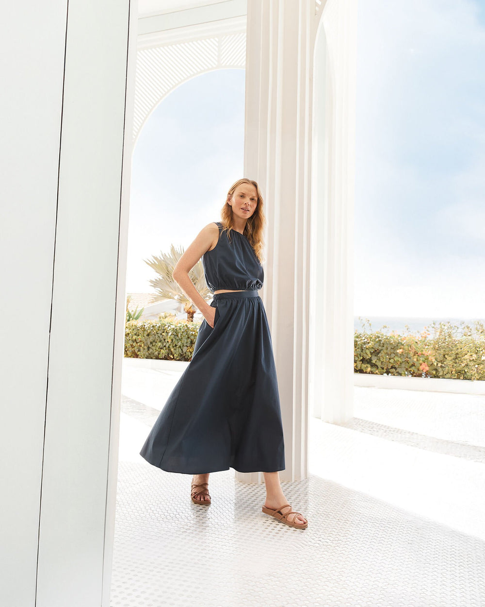 TWILIGHT|WHITE ORGANIC COTTON POPLIN BUBBLE TOP | Talbots US