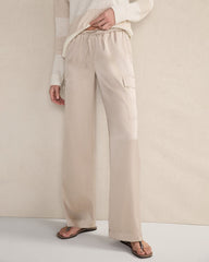 PEBBLE WASHABLE SILK CARGO PANTS | Talbots sale