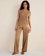 PEBBLE WASHABLE SILK CARGO PANTS | Talbots sale
