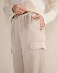 PEBBLE WASHABLE SILK CARGO PANTS | Talbots sale