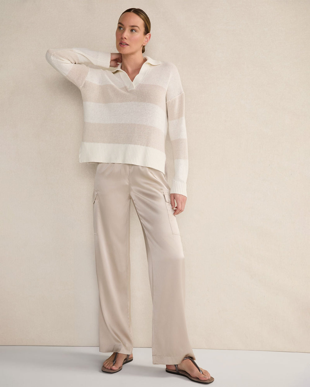 PEBBLE WASHABLE SILK CARGO PANTS | Talbots US
