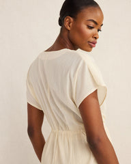 HAZE ORGANIC COTTON CRINKLE GAUZE FLUTTER SLEEVE TOP | Talbots outlet