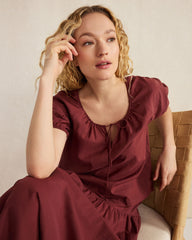 GARNET COTTON VOILE BLEND GATHERED SCOOP NECK TOP | Talbots for sale