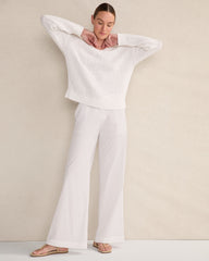 WHITE ORGANIC COTTON POPLIN WIDE LEG PANTS | Talbots discount