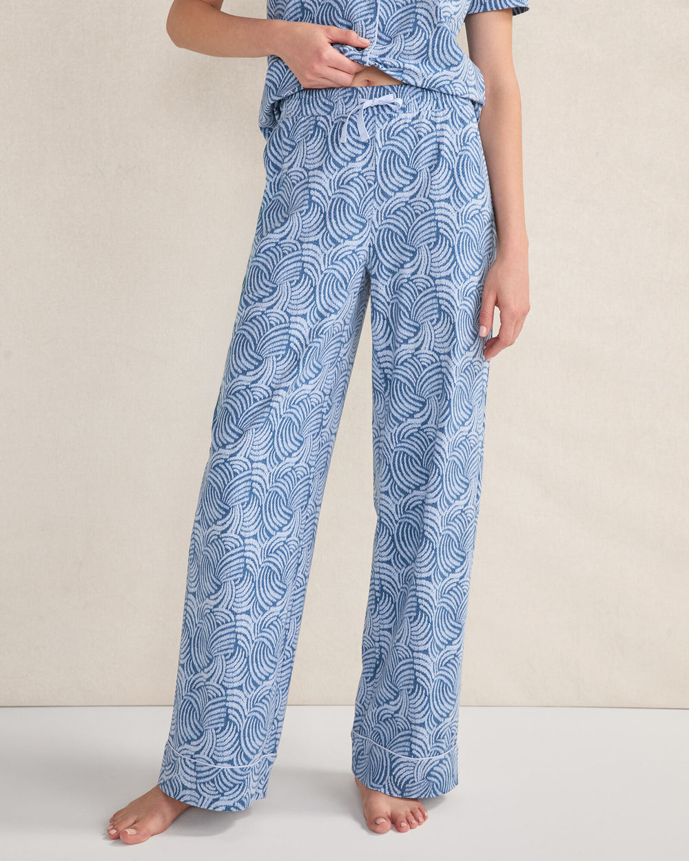TWILIGHT MULTI ORGANIC COTTON JERSEY ABSTRACT WAVE SLEEP SET | Talbots discount