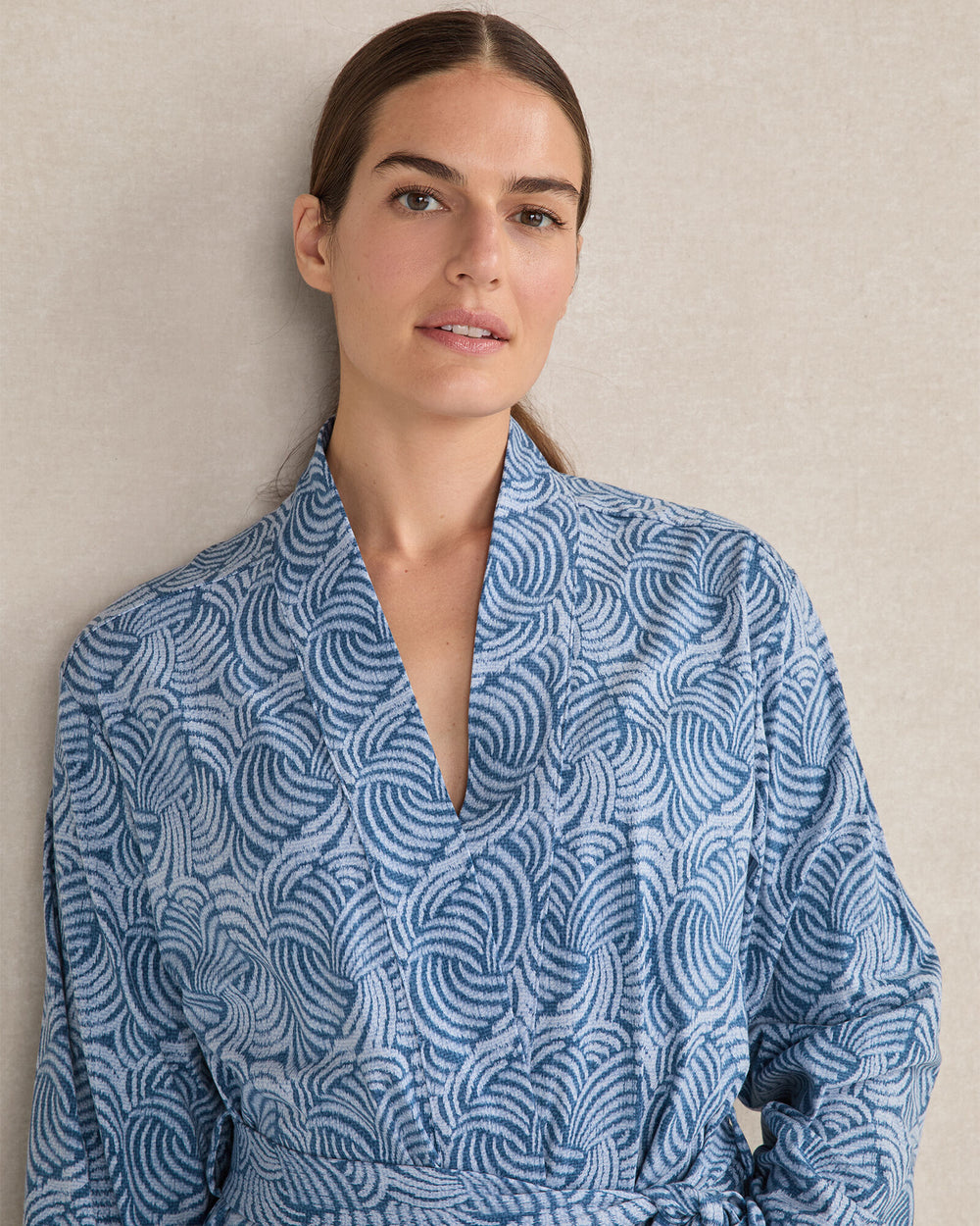 TWILIGHT MULTI ORGANIC COTTON JERSEY ABSTRACT WAVE ROBE | Talbots sale