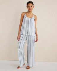 WIND MULTI ORGANIC COTTON LINEN COASTAL STRIPE CARGO SLEEP PANTS | Talbots on sale