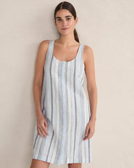 WIND MULTI ORGANIC COTTON LINEN COASTAL STRIPE SLEEP DRESS | Talbots on sale