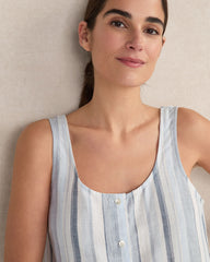 WIND MULTI ORGANIC COTTON LINEN COASTAL STRIPE SLEEP DRESS | Talbots on sale
