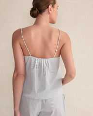 INDIGO MULTI ORGANIC COTTON POPLIN DELICATE STRIPE SLEEP SET | Talbots on sale