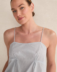 INDIGO MULTI ORGANIC COTTON POPLIN DELICATE STRIPE SLEEP SET | Talbots on sale