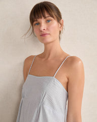 INDIGO MULTI ORGANIC COTTON POPLIN DELICATE STRIPE SLEEP DRESS | Talbots sale