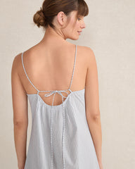 INDIGO MULTI ORGANIC COTTON POPLIN DELICATE STRIPE SLEEP DRESS | Talbots sale