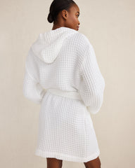 INDIGO|WHITE ORGANIC COTTON WAFFLE HOODED ROBE | Talbots near me