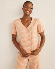 ORGANIC COTTON JERSEY STRIPED SHORT SLEEVE SLEEP TOP | Talbots online