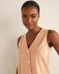 SIENNA/WHITE ORGANIC COTTON JERSEY STRIPED SLEEP TANK | Talbots discount