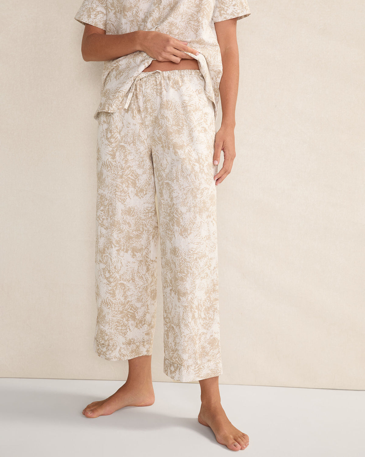 BISCUIT MULTI ORGANIC COTTON LINEN SERENE BOTANICALS SLEEP PANTS | Talbots for sale