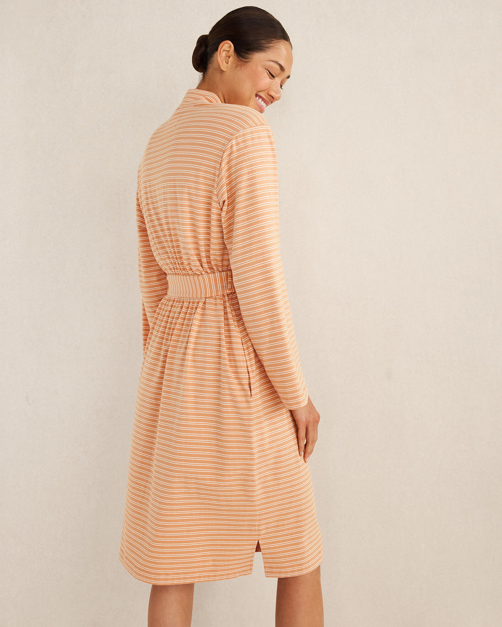 SIENNA/WHITE ORGANIC COTTON JERSEY STRIPED ROBE | Talbots for sale
