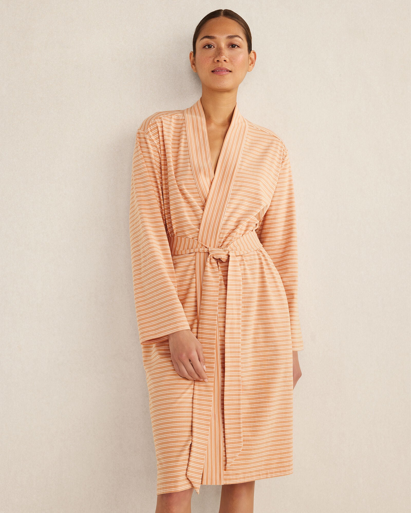 SIENNA/WHITE ORGANIC COTTON JERSEY STRIPED ROBE | Talbots for sale