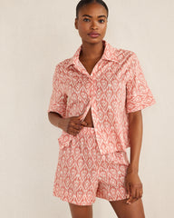 TUSCAN RED MULTI IKAT ORGANIC COTTON POPLIN IKAT SLEEP SET | Talbots US