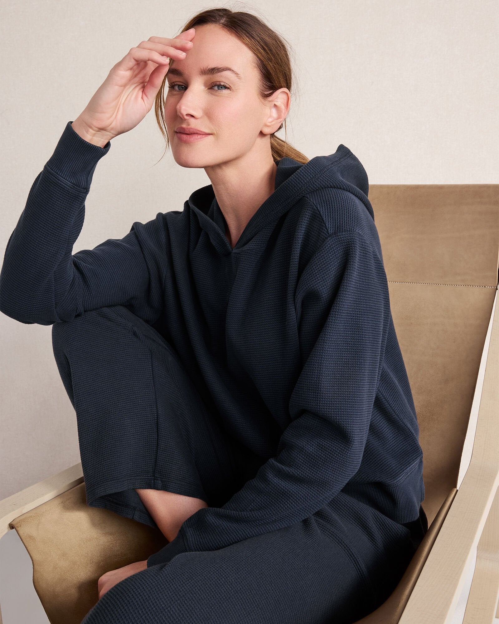 FAWN HEATHER|GARMENT DYE LAKE|GARMENT DYE NIGHTFALL|SEEDED UNDYED|BURGUNDY BERRY|GARMENT DYE DRAGONFLY|LT TUSCAN RED|WIND|GARMENT DYE BRIGHT MAUVE|COLORADO CLAY HTHR|GARMENT DYE INDIGO ORGANIC COTTON WAFFLE HOODIE | Talbots outlet