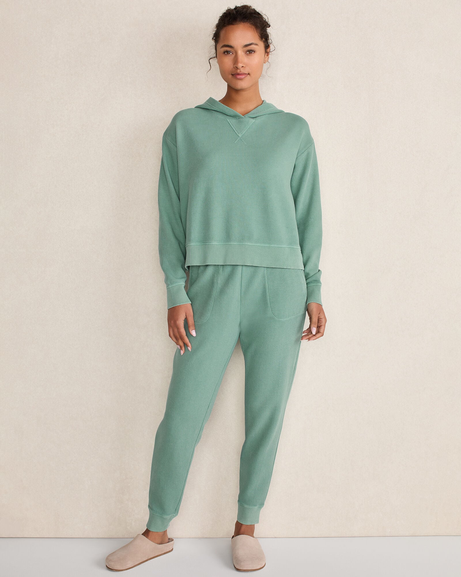 FAWN HEATHER|GARMENT DYE DRAGONFLY|GARNET|LT STONE|COLORADO CLAY HTHR ORGANIC COTTON WAFFLE JOGGER | Talbots outlet
