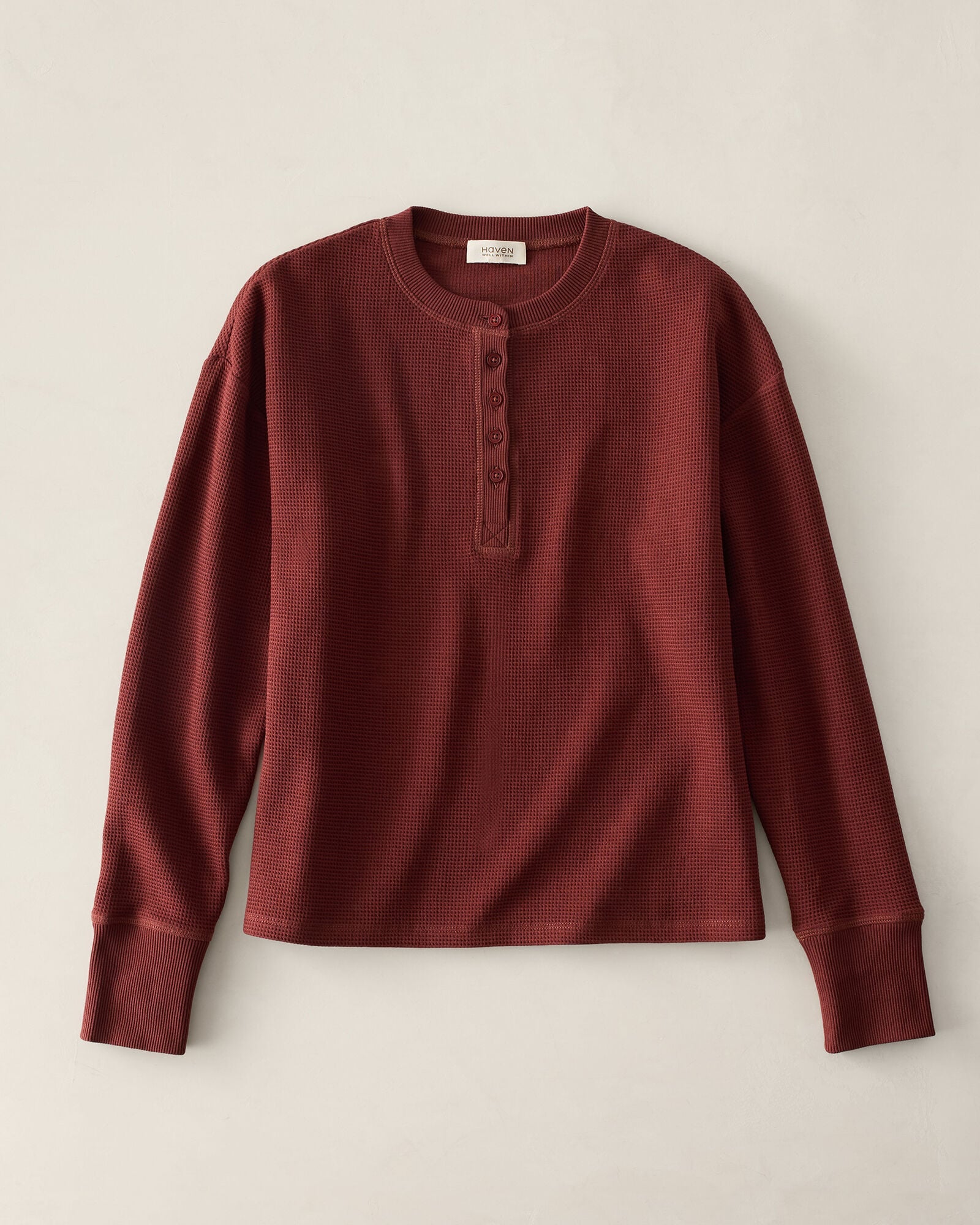 FAWN HEATHER|GARNET ORGANIC COTTON WAFFLE HENLEY | Talbots discount