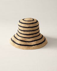 NATURAL/BLACK RAFFIA STRIPED BUCKET HAT | Talbots for sale