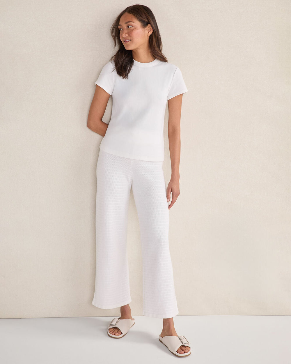 LIGHT STONE LEATHER BUCKLE SLIDES | Talbots US