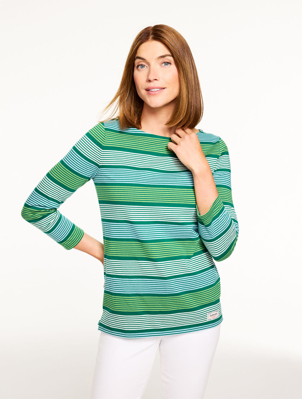 LUSH GREEN MULTI AUTHENTIC TALBOTS TEE - HONEY STRIPE | Talbots discount