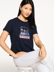 INDIGO BLUE LUGGAGE CREWNECK TEE | Talbots outlet