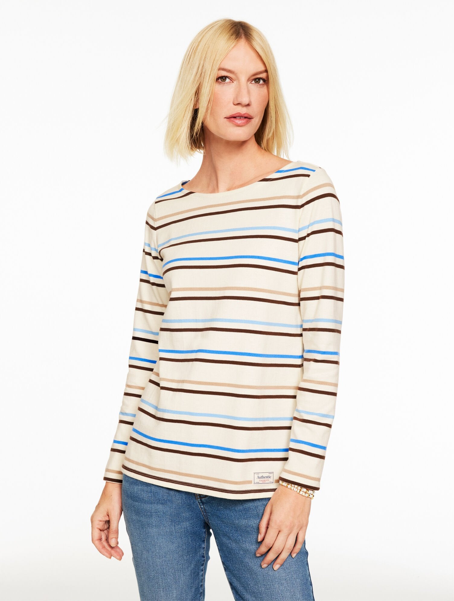 IVORY/MULTI AUTHENTIC TALBOTS TEE - CHELSEA STRIPE | Talbots discount
