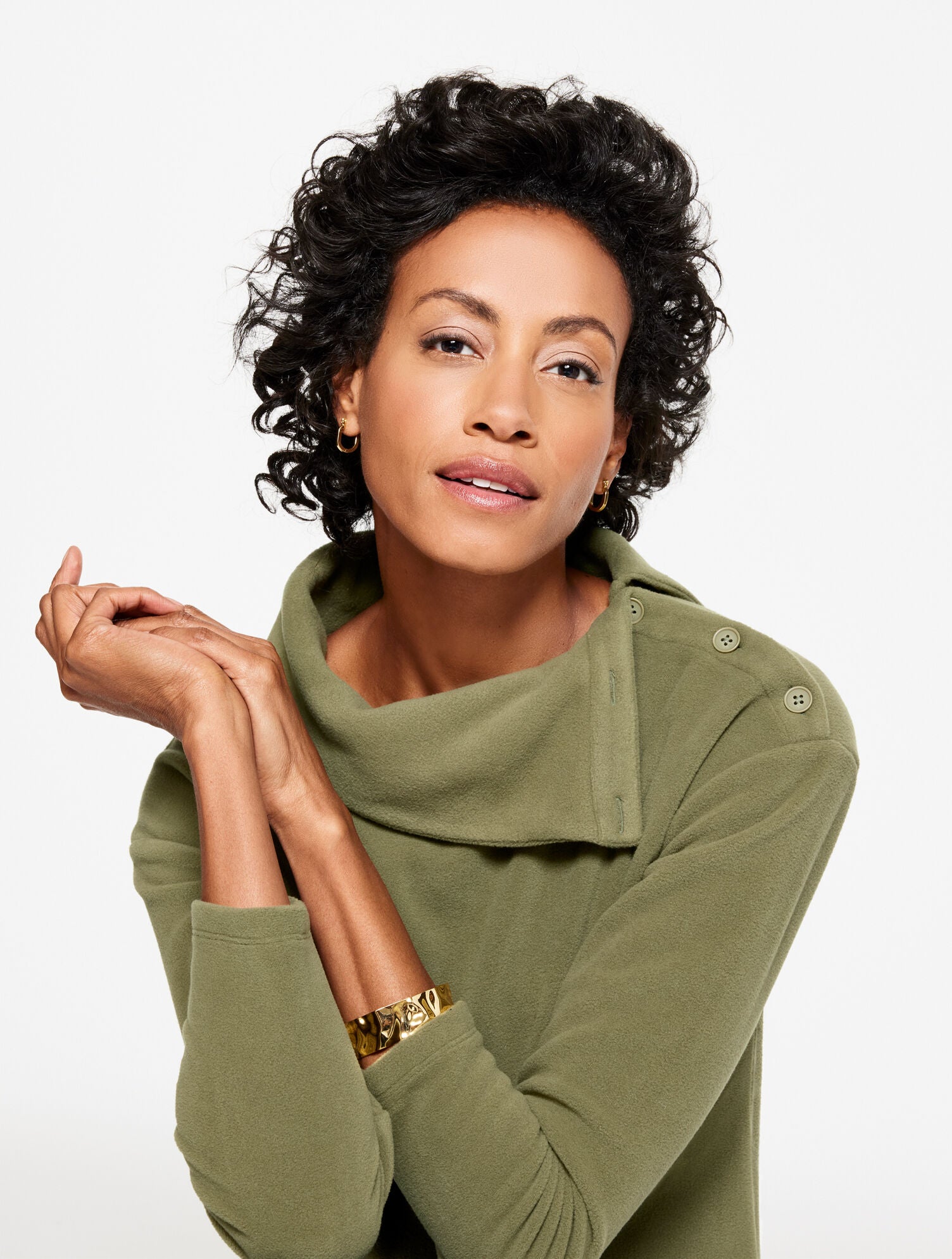 AUTUMN BERRY|BURNT OLIVE|EGGPLANT MICROFLEECE BUTTON SHOULDER PULLOVER | Talbots US