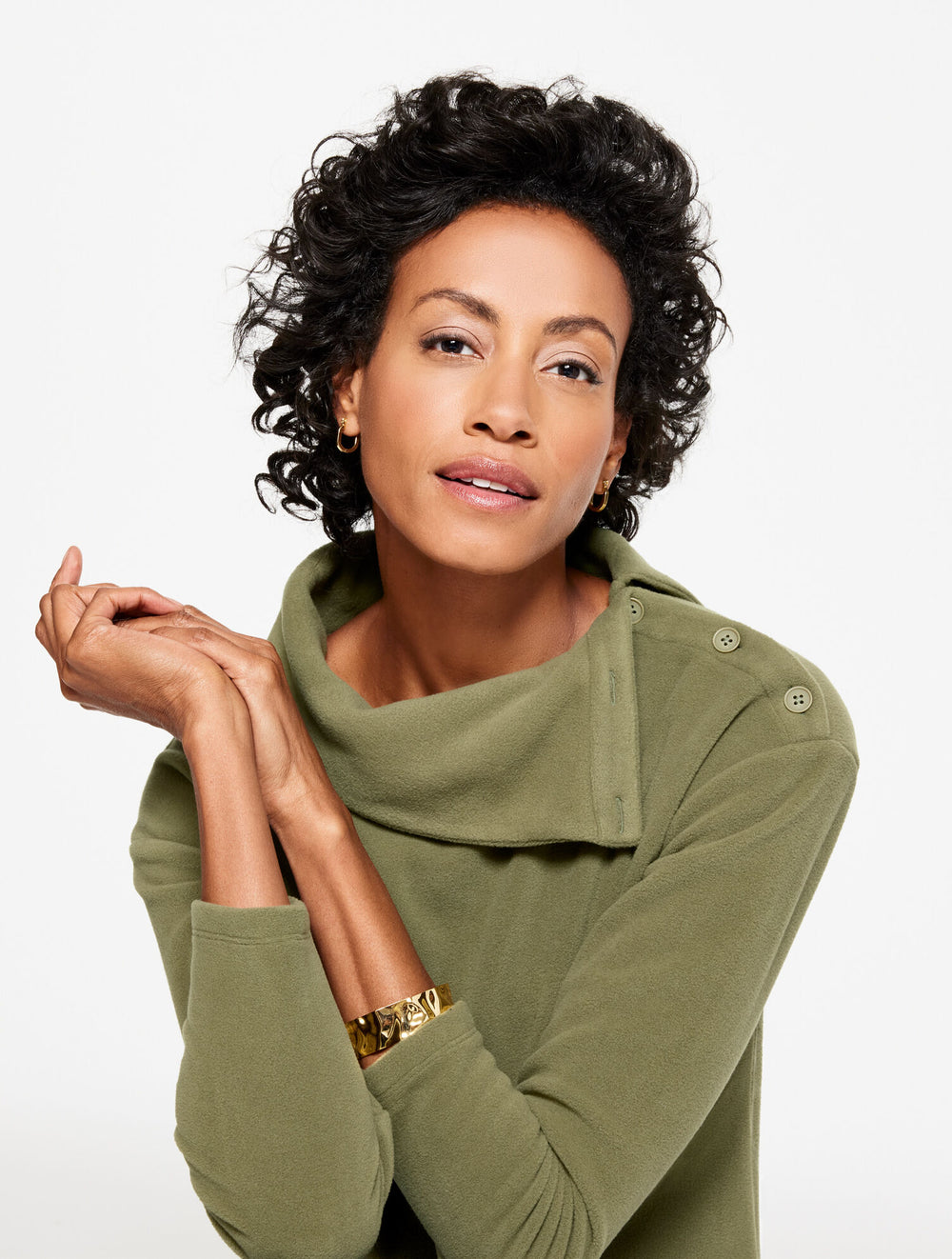 AUTUMN BERRY|BURNT OLIVE|EGGPLANT MICROFLEECE BUTTON SHOULDER PULLOVER | Talbots US