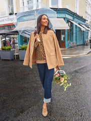 TOASTED COCONUT MULTI SCALLOPED TRIM CREWNECK SWEATSHIRT - CHARISMATIC CHEETAH | Talbots for sale