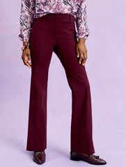 BLACK|INDIGO|RICH BURGUNDY FLARE LEG COTTON BI-STRETCH PANTS | Talbots online