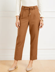 BLACK|SIERRA BROWN TAPERED ANKLE PLEATED PANTS | Talbots sale
