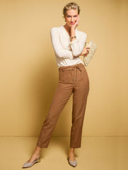 BLACK|SIERRA BROWN TAPERED ANKLE PLEATED PANTS | Talbots sale