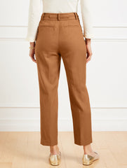 BLACK|SIERRA BROWN TAPERED ANKLE PLEATED PANTS | Talbots sale