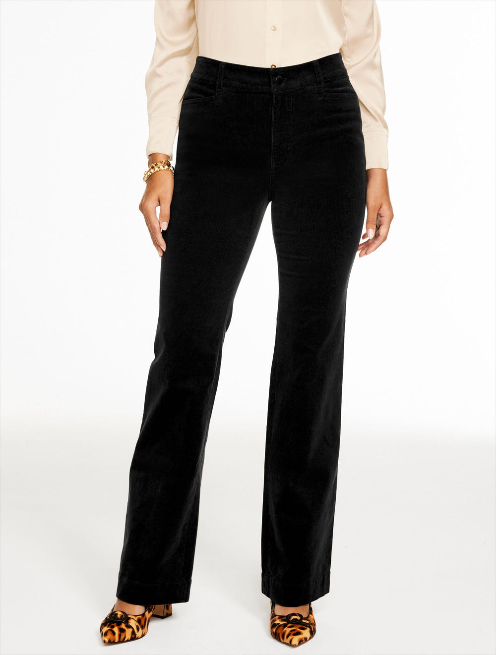 BLACK|DARK WALNUT|DEEP MOSS|IVORY|PORTOBELLO|RICH BURGUNDY FLARE LEG STRETCH CORDUROY PANTS | Talbots near me