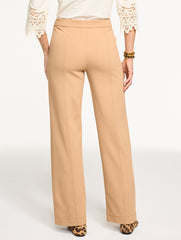 BURNT OLIVE|INDIGO BLUE|RED POP|TOASTED COCONUT WIDE LEG PONTE PANTS | Talbots discount